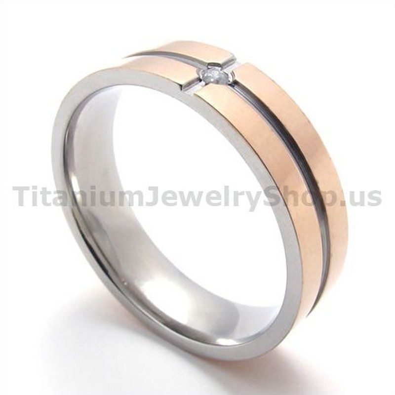 Gloden Titanium Ring with Diamond 19335
