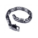 Men's Silver Black 316L Pure Titanium Bracelet Bangle