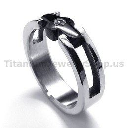 Cross Titanium Ring with diamond 18435
