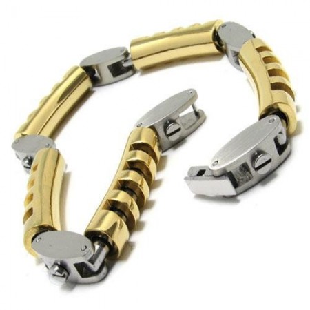 Mens Boys Golden Silver Charm Pure Titanium Bracelet 15340