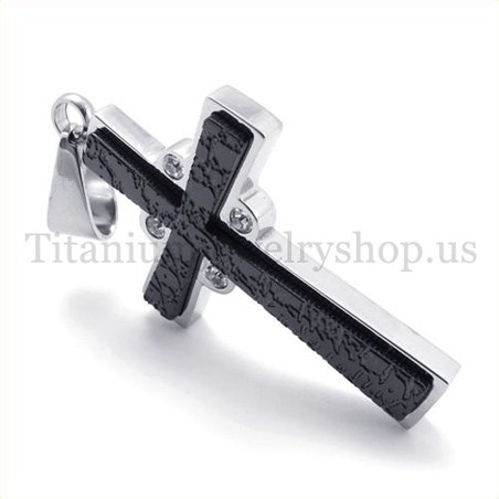 two layers with diamond fashion titanium cross pendant 19628