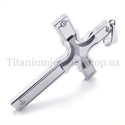 fashion silver embedded small cross with diamond titanium cross pendant 19649