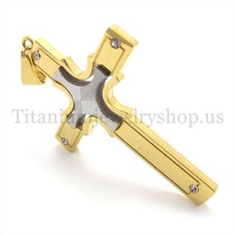 embedded silver small cross gold fashion titanium cross pendant 19651