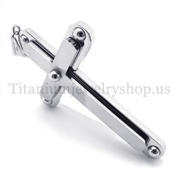 two layers with diamond fashion titanium cross pendant 19654