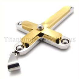 fashion with diamond two layers titanium cross pendant 19655