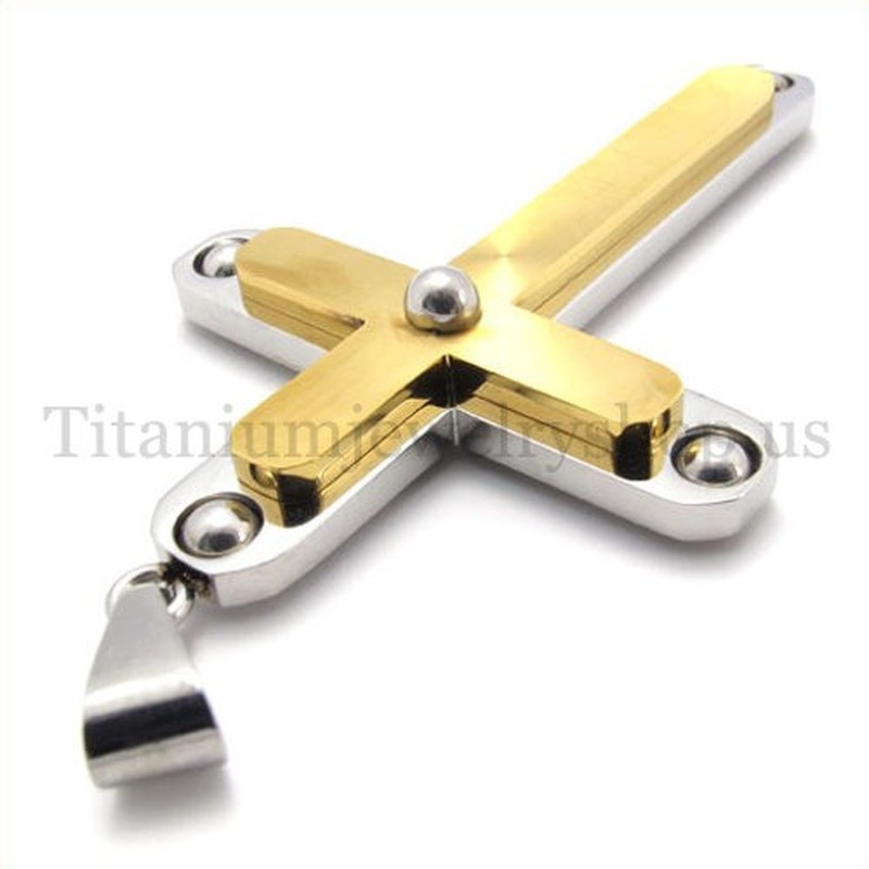 fashion with diamond two layers titanium cross pendant 19655