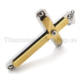 fashion with diamond two layers titanium cross pendant 19655