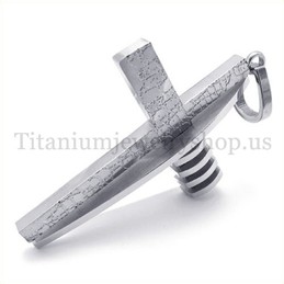 pure silver asymmetric shape fashion men titanium cross pendant 19656