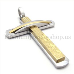 two layers gold fashion titanium cross pendant 19663