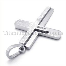 two layers with diamond Bible titanium cross pendant 19671