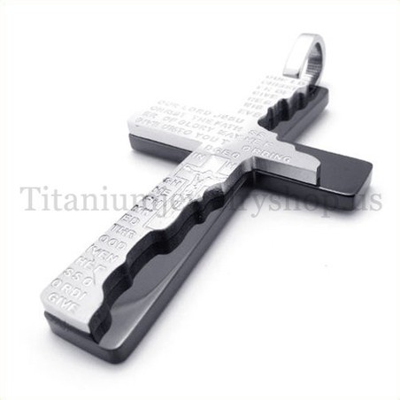 black bible two layers fashion titanium cross pendant 19680