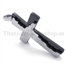black bible two layers fashion titanium cross pendant 19680
