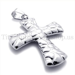 fashion with cobblestone pattern titanium cross pendant 19608