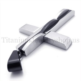 black fashion man titanium cross pendant 19636
