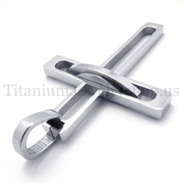 silver noble man fashion titanium cross pendant 19640