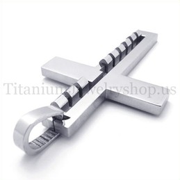 silver fashion bump titanium cross pendant 19643