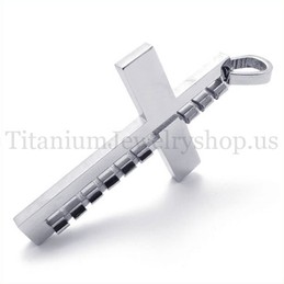 silver fashion bump titanium cross pendant 19643