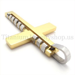 golden fashion bump titanium cross pendant 19644