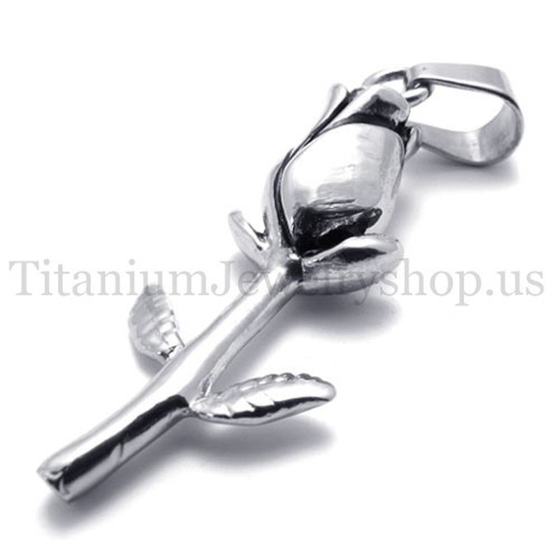 Silver beautiful rose titanium pendant 19977