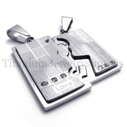 silver two layer interlocking lovers titanium pendant 19991