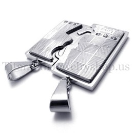 silver two layer interlocking lovers titanium pendant 19991