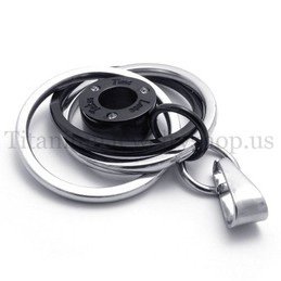 black Multi-ring engraved with "take time love" titanium pendant 20017