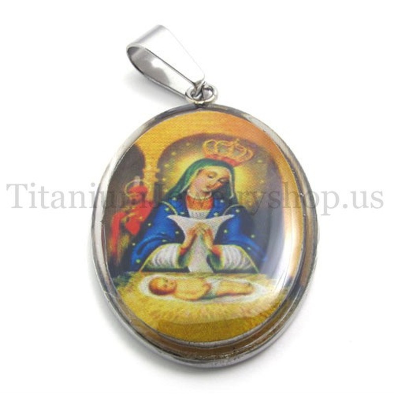 Madonna and Jesus Series titanium pendant 20093