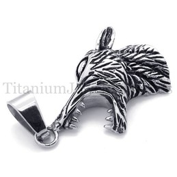 men's wolf head titanium pendant 20105
