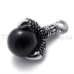 eagle's paw and black gem titanium pendant 20106