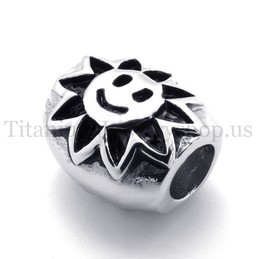 ellipsoidal with sunflower fortunate bead titanium pendant 20123