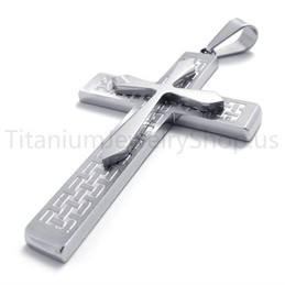 2012 New Two Layers Silvery Cross Titanium Pendant 20151