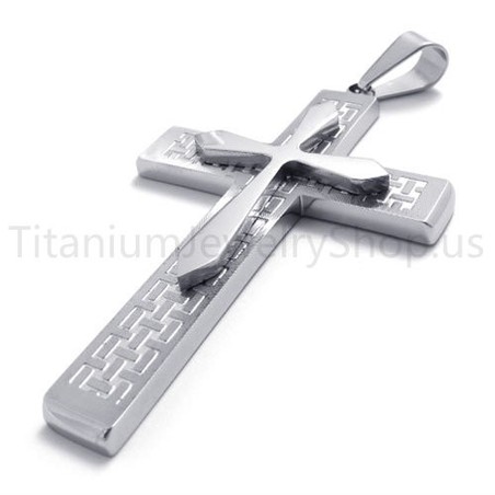 2012 New Two Layers Silvery Cross Titanium Pendant 20151