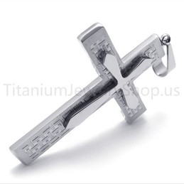2012 New Two Layers Silvery Cross Titanium Pendant 20151