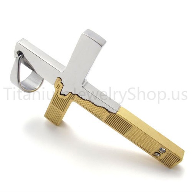 2012 New Duotone Torn Edges Cross Titanium Pendant 20156