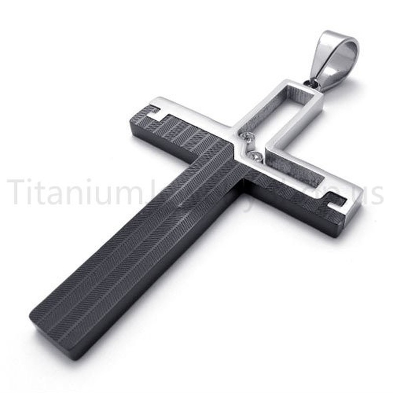 2012 New Black Hollowed Cross Titanium Pendant 20158