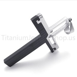 2012 New Black Hollowed Cross Titanium Pendant 20158