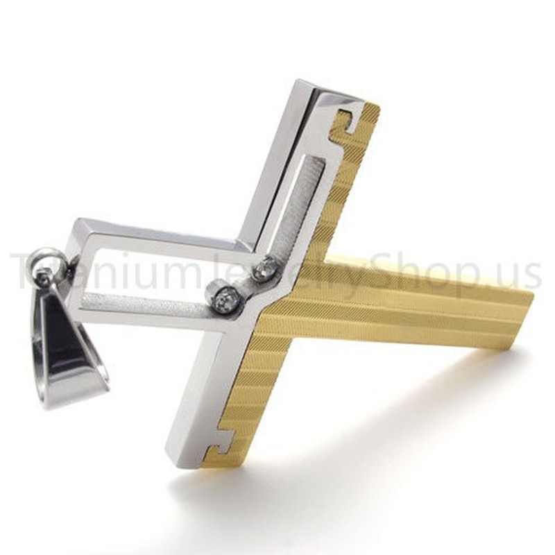 2012 New Duotone Hollowed Cross Titanium Pendant 20159