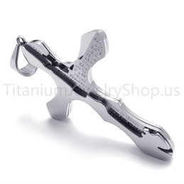2012 New Silvery Carving Letters Cross Titanium Pendant 20160