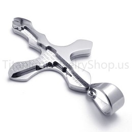 2012 New Silvery Carving Letters Cross Titanium Pendant 20160