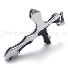 2012 New Duotone Carving Letters Cross Titanium Pendant 20161