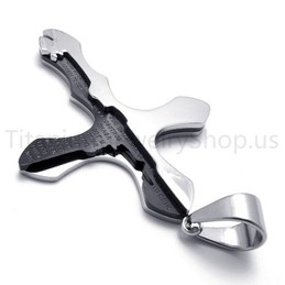 2012 New Duotone Carving Letters Cross Titanium Pendant 20161