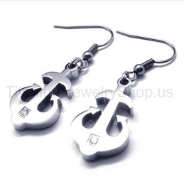 Silver Titanium Anchor Earrings 17473