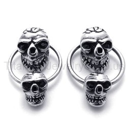Double-face Skull Titanium Earrings 20353