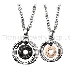 "I care for you so much" Titanium Lovers Pendants