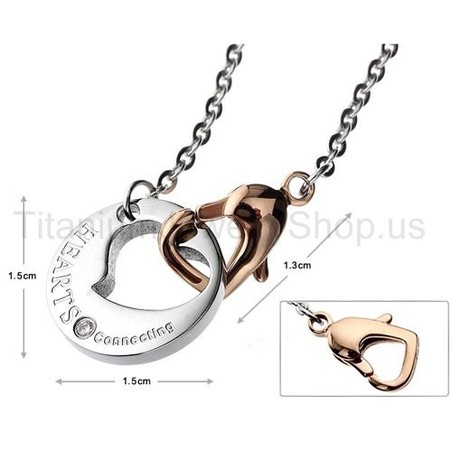 "Hearts Connecting" Titanium Lovers Pendants