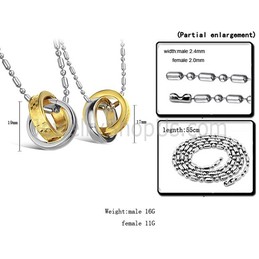 Titanium Gold and Silver Rings Lovers Pendants with Free Chains C643