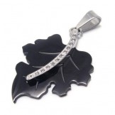 Black Pure Titanium Maple Leaf Pendant Necklace Chain