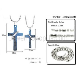 Titanium Blue Cross Bible Lovers Pendants with Free Chains C287