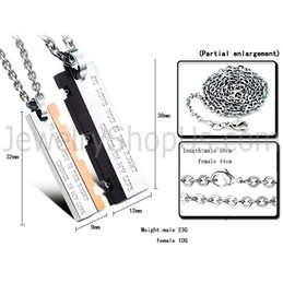 Titanium Rose Gold and Black Great Wall Lovers Pendants with Free Chains C621