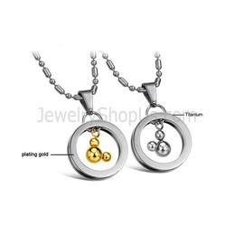 Titanium Silver and Gold Mickey Pendants with Free Chains 264
